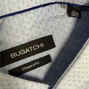 Bugatchi Blue Casual Button Down Shirt with Geometric Pattern